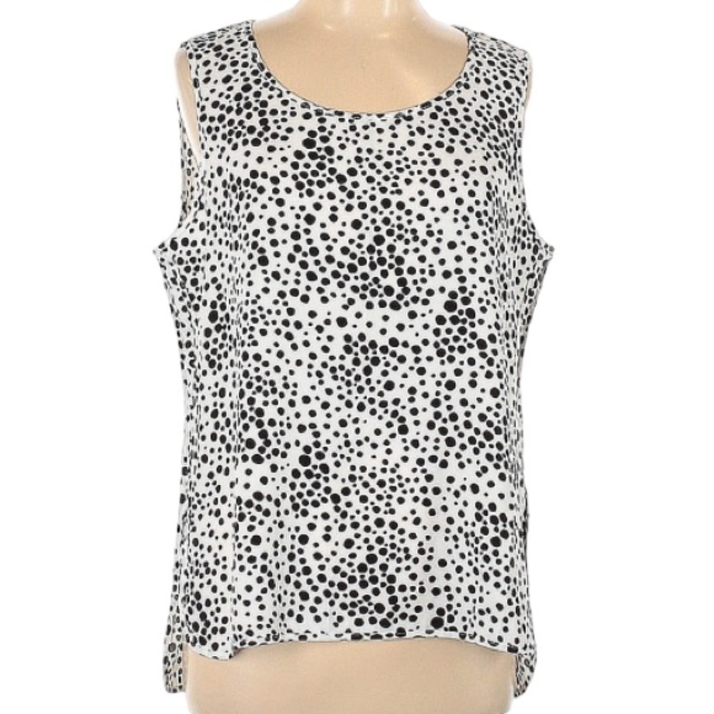 Chico’s Black & White Polka Dot Jady Sleeveless Top | Oversized Chic Blouse